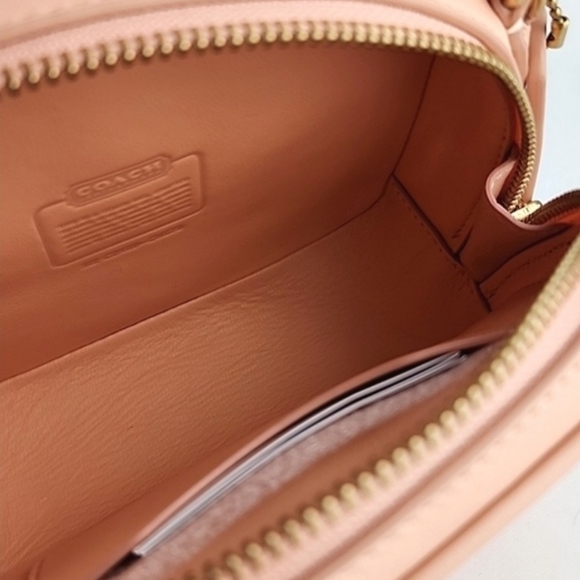 COACH Lunchbox Crossbody Leather Bag Top Handle Quilted Faded Blush - Picture 9 of 16